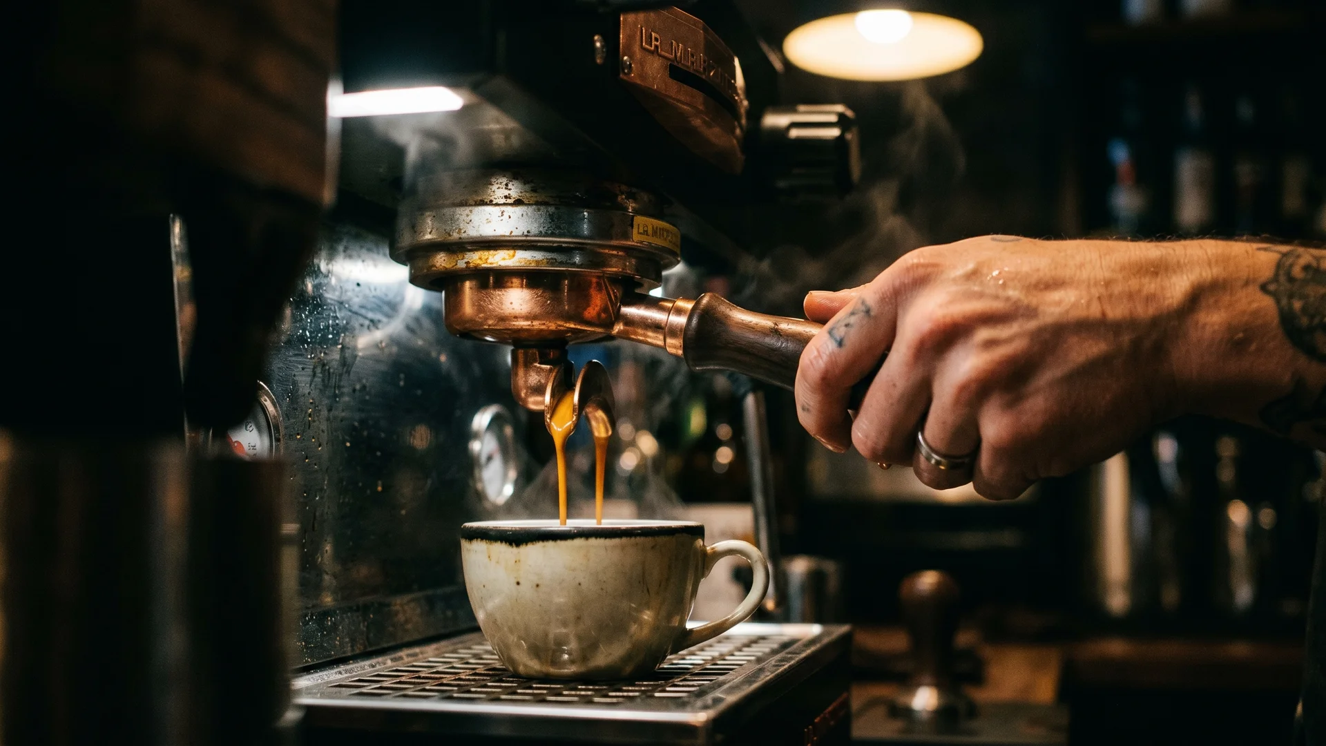 Barista hands crafting coffee at Nightingale Cafe